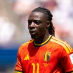 SEATTLE, WASHINGTON - JUNE 15: Jeremy Doku of Belgium  looks on during the FIFA World Cup 2026 Group G match between Belgium and Egypt at Seattle Stadium on June 15, 2026 in Seattle, Washington. (Photo by Fran Santiago/Getty Images)