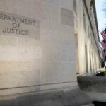 The Department of Justice building in Washington, DC, on February 9, 2022.