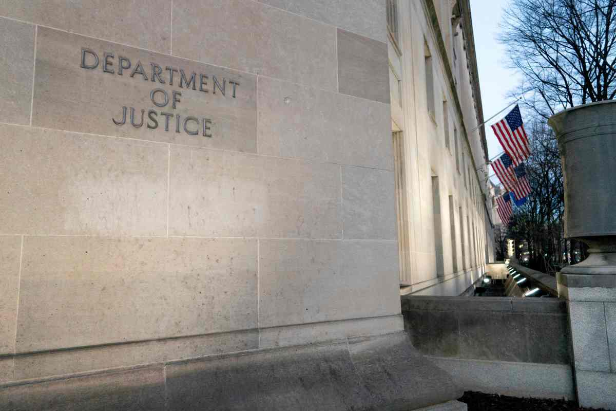 The Department of Justice building in Washington, DC, on February 9, 2022.