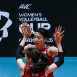 Kang Sohwi e Coreia do Sul em ação durante a AVC Women's Cup.