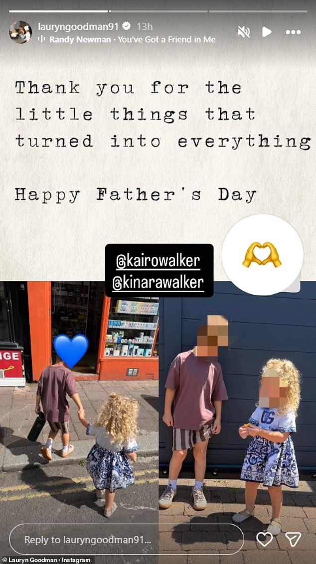 Lauryn Goodman, 35, postou uma linda foto de seus filhos no Instagram para marcar o Dia dos Pais no domingo - ela compartilha o filho Kairo, quatro, e a filha Kinara, dois, com seu ex Kyle Walker, 36