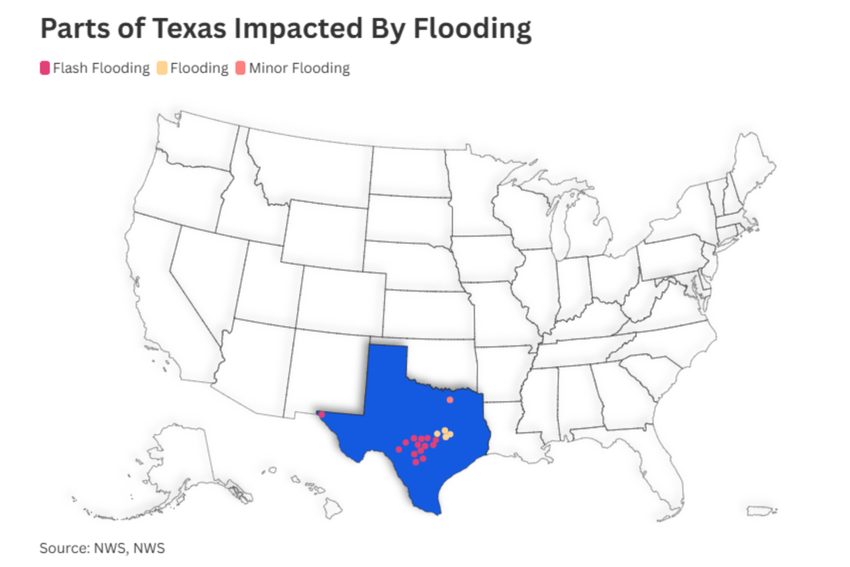 Maps showing areas in Texas affected by flooding and flash flooding warnings until Monday June 15, 2026 | NWS