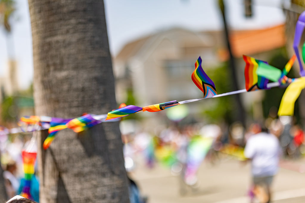 Participants march in the 2026 Long Beach Pride Parade on May 17, 2026, in Long Beach, California. (Photo by Matt Winkelmeyer/Getty Images)