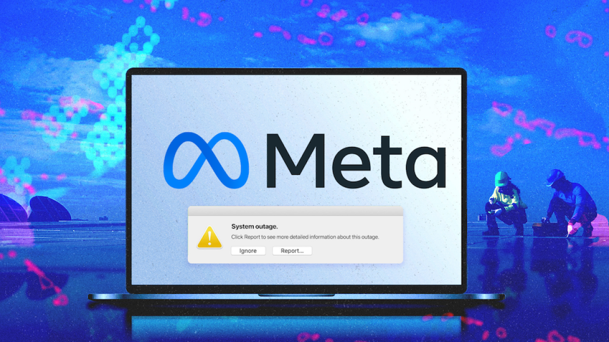 Capturas de tela de vários aplicativos Meta com interrupções