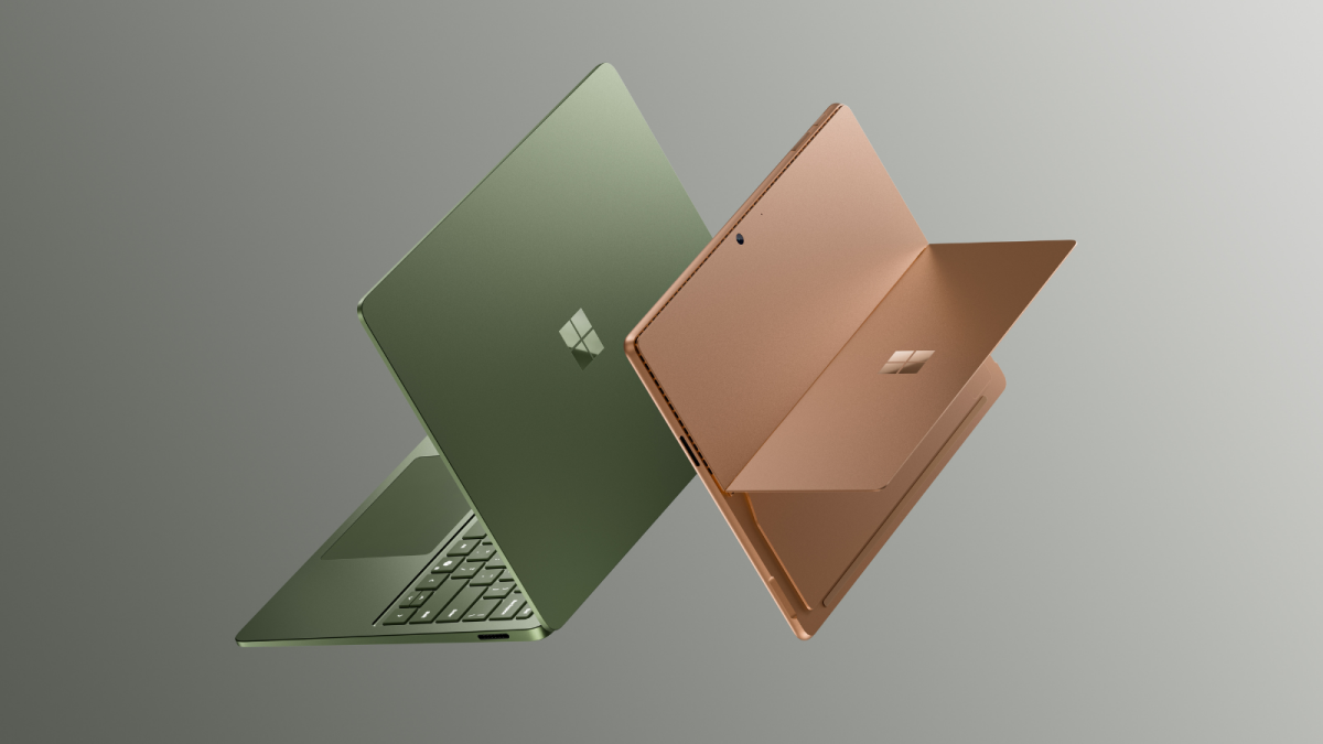 o laptop Microsoft Surface 8 em jade