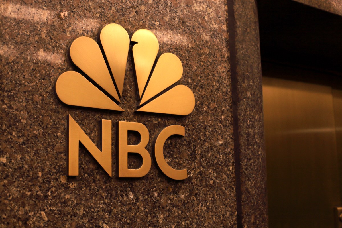 Logo of NBC in New York City on April 20, 2025.