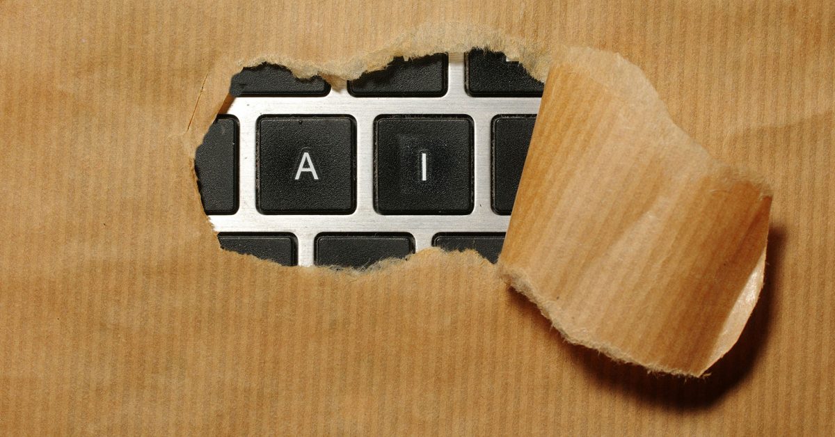 Não é só a Apple – o WhatsApp também precisa permitir IAs concorrentes | A imagem mostra as letras AI aparecendo através de uma capa de papel pardo
