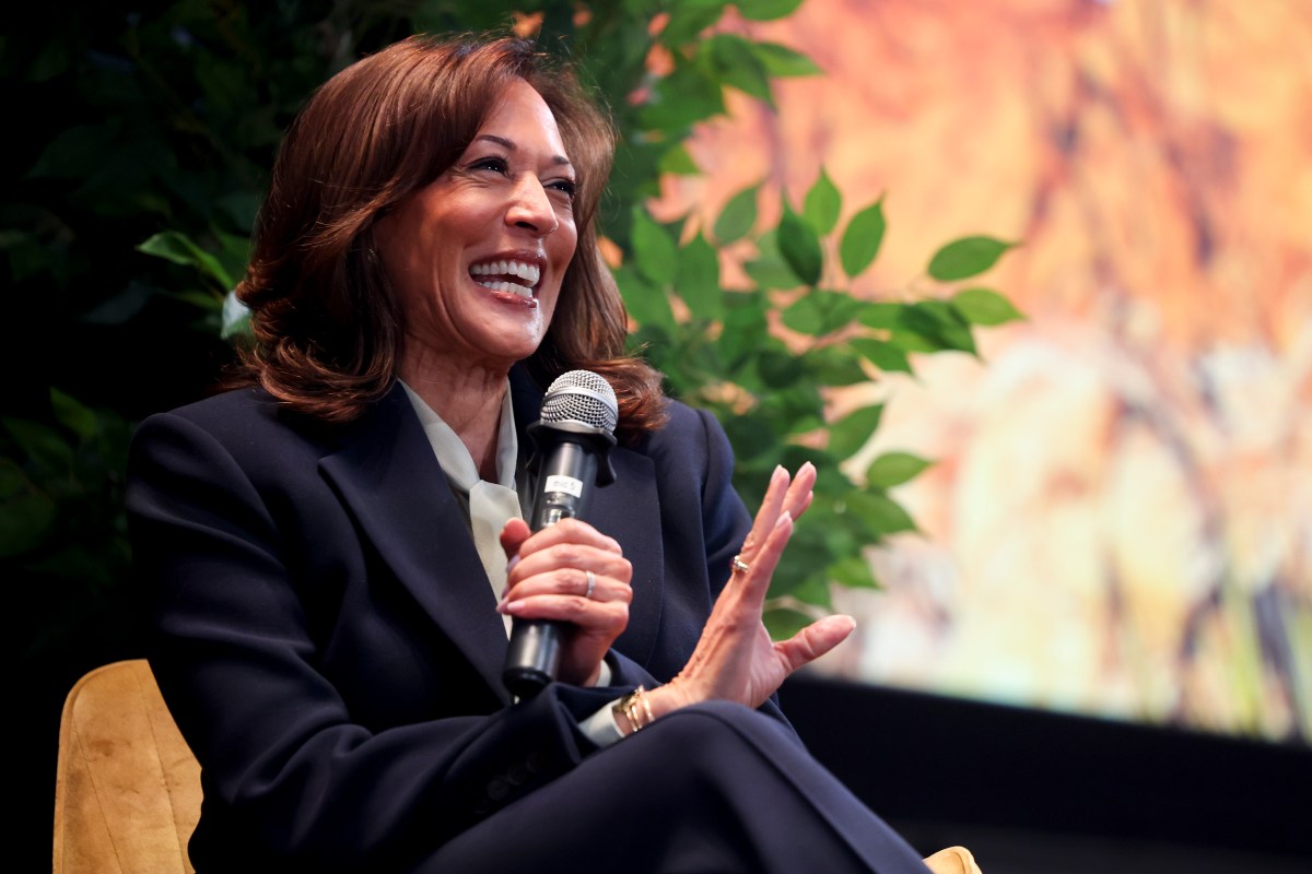 Former Vice President Kamala Harris speaks during a fireside chat at MEET Las Vegas on May 7 in Nevada. (Photo by Ian Maule/Getty Images)