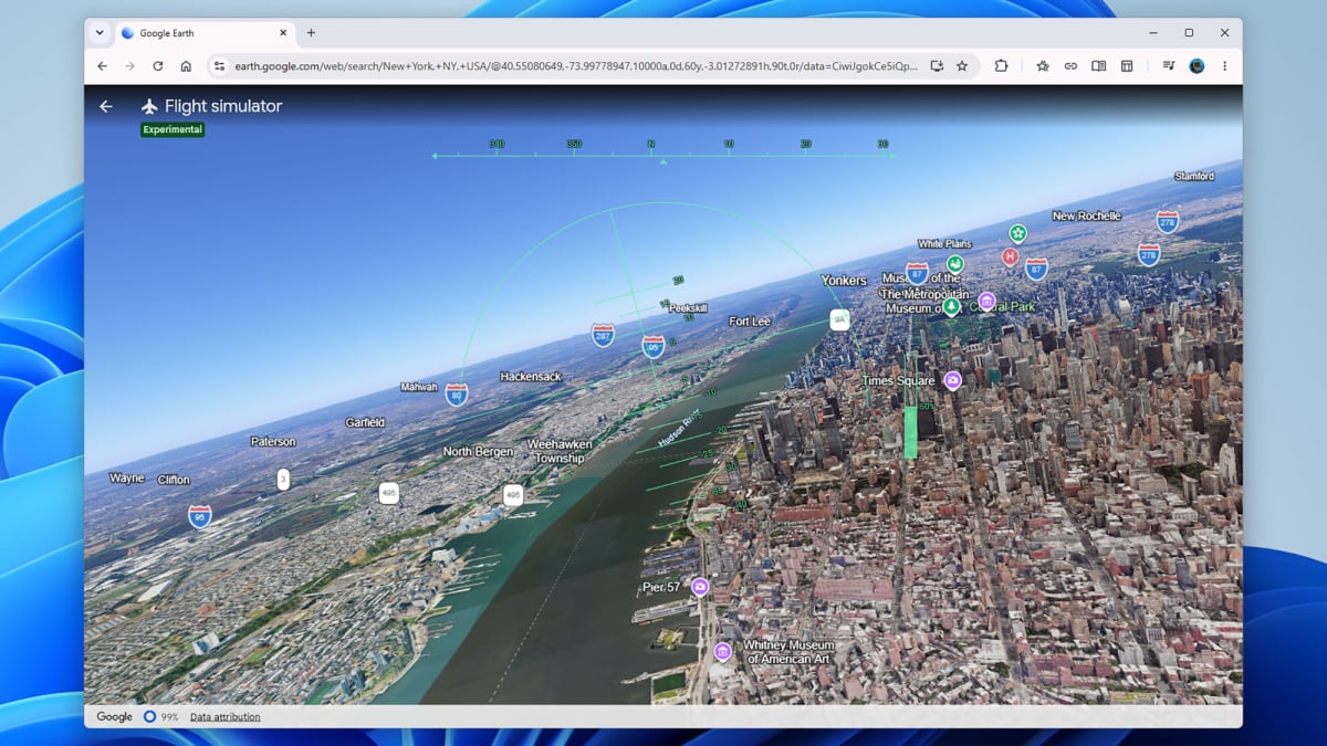 Simulador de vôo do Google Earth