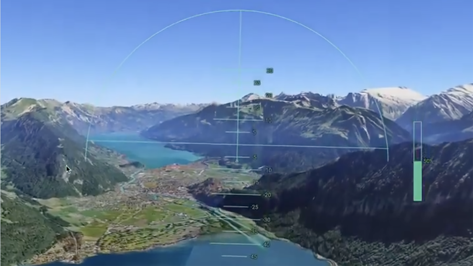 gráfico com controles do simulador de vôo do Google Earth