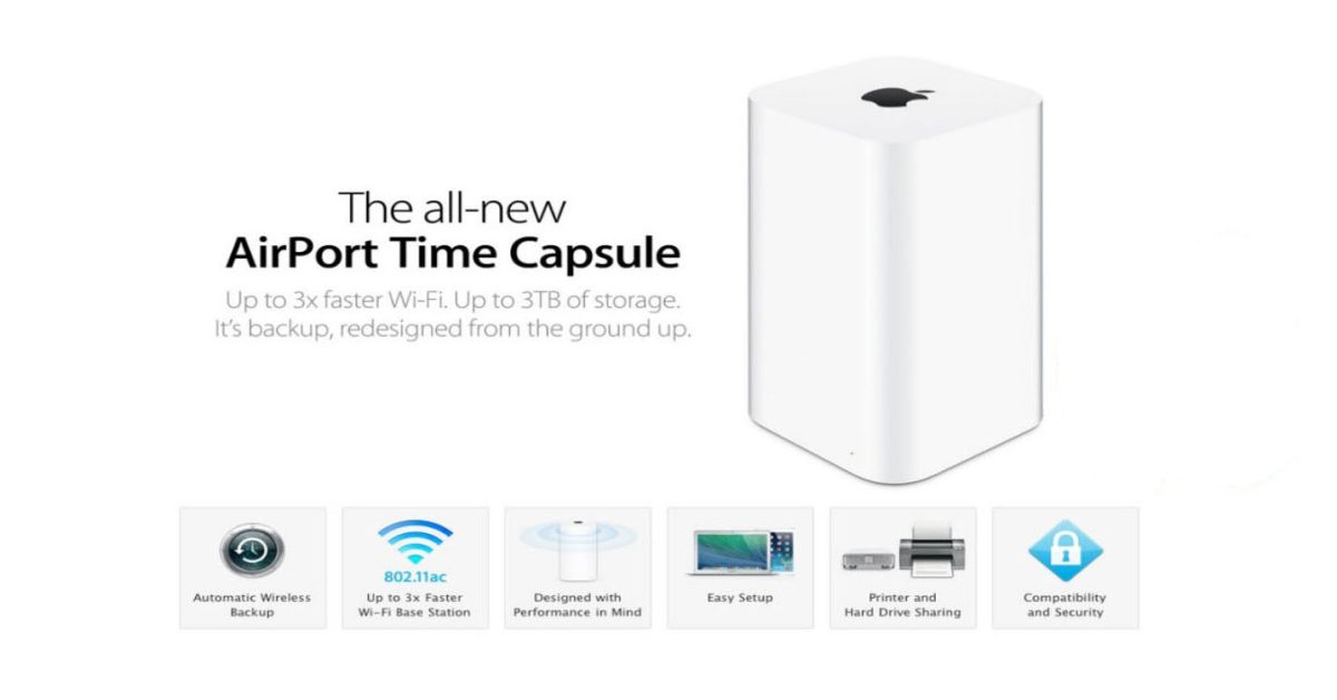 Time Capsule sobrevive ao macOS 27, mas Apple deveria fazer um novo | Anúncio antigo do Apple Time Capsule mostrado