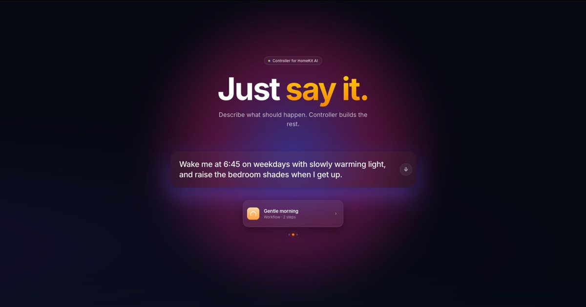 O aplicativo Controller for HomeKit adiciona recurso de IA: ‘Basta dizer’ | Gráficos promocionais mostrados