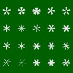 a set of white asterisks of different fonts symbolizing passwords on a green background