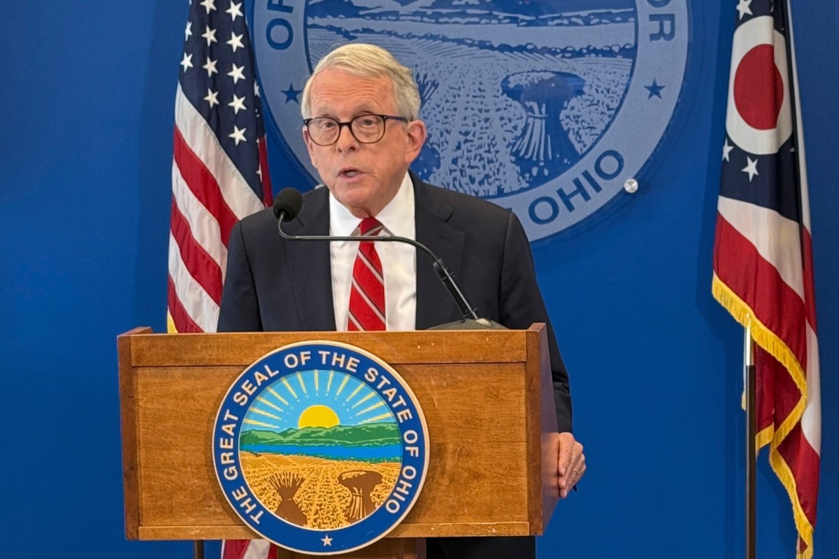 Ohio Governor Mike DeWine speaks at a news conference on Tuesday, June 16, 2026, in Columbus, Ohio. (AP Photo/Patrick Aftoora-Orsagos)
