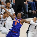 O presidente Donald Trump comparece ao jogo das finais da NBA dos Knicks na segunda-feira, 8 de junho de 2026. (X/ABC)