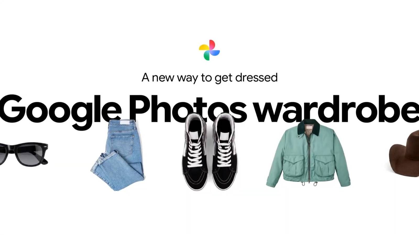 Um GIF destacando o recurso de guarda-roupa do Google Fotos.