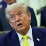 U.S. President Donald Trump speaks during a