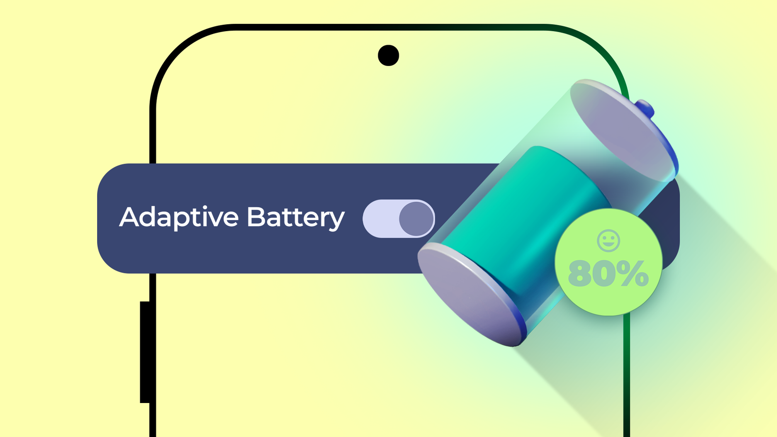 Mascote do Android espiando de um smartphone cercado por interruptores desativados