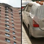 Elena Vladimirovna, 56 anos, mostra os danos causados ​​quando um drone atingiu seu apartamento no mês passado em Zelenograd, uma cidade a noroeste de Moscou, na Rússia. -CNN