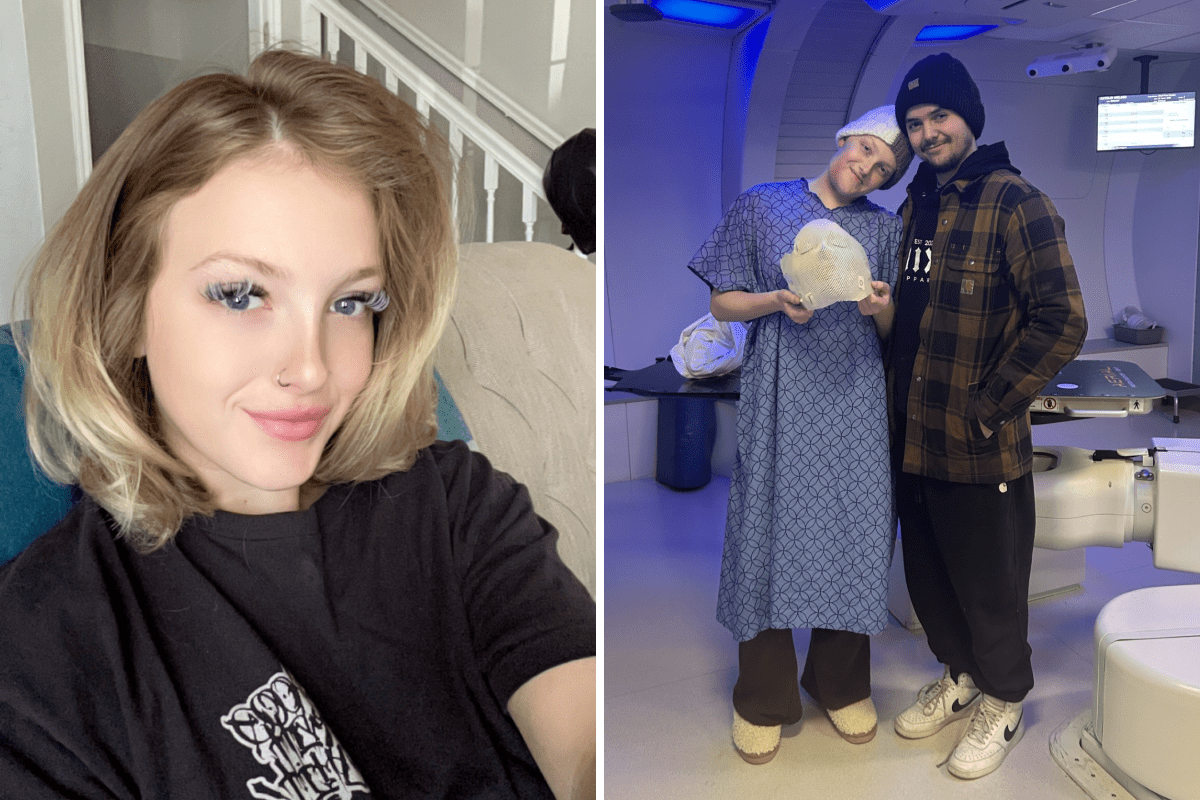 Brittany Christianson in her home before and after diagnosis.