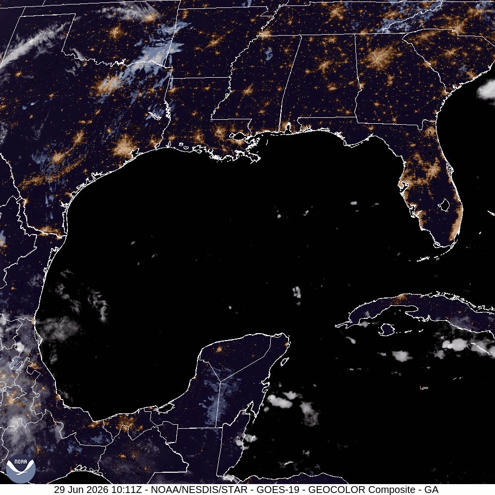 O satélite NOAA GOES mostra a poeira do Saara cruzando a fronteira do Texas em 29 de junho de 2026.
