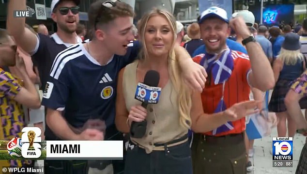 A infantaria escocesa invasora quase derrotou Kacy Hintz do WPLG Miami ao vivo