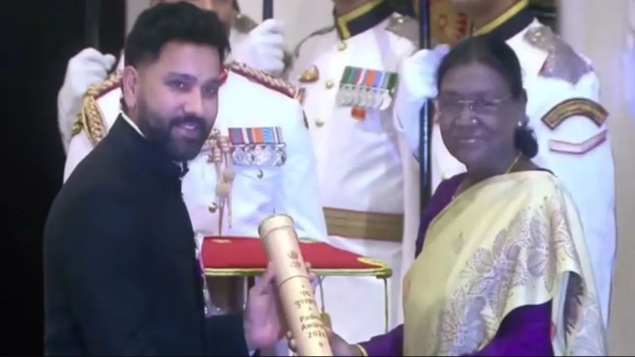 Rohit Sharma agraciado com o prêmio Padma Shri pelo presidente Draupadi Murmu