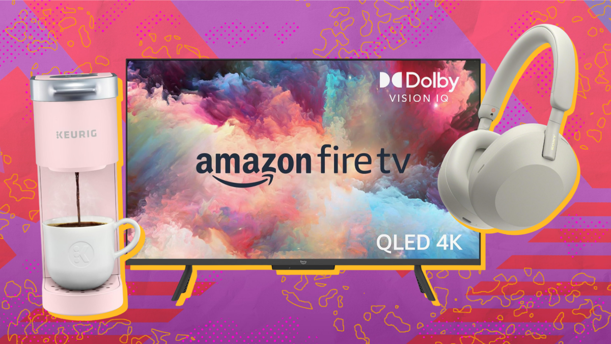 TV Amazon Omni QLED com protetor de tela colorido de fumaça