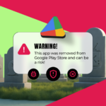 O logotipo da Google Play Store em um fundo roxo