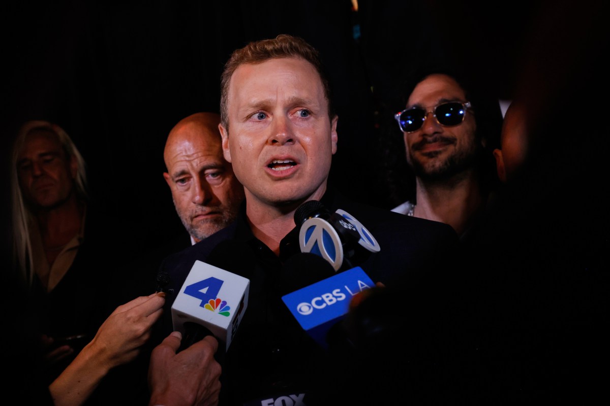 Spencer Pratt, a candidate in the Los Angeles mayoral race, fields interviews during an election night event on June 2 in Los Angeles.