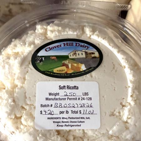 Todos os produtos de ricota/queijo requeson da Clover Hill Dairy foram recolhidos no surto.