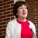 Maine Senator Susan Collins speaks to reporters at Bridgton Hospital in Bridgton, Maine, on May 5, 2026.