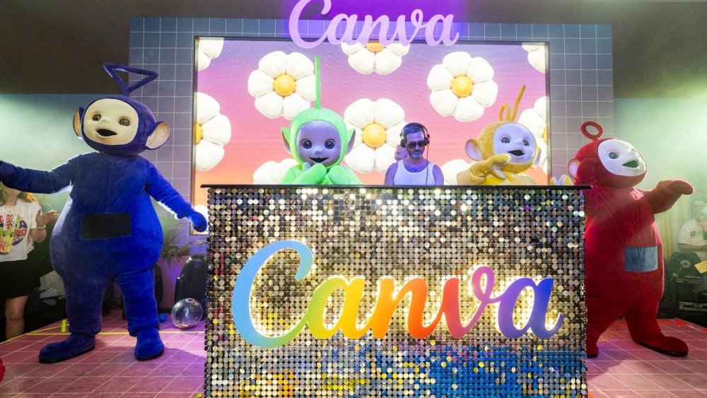 Teletubbies dançam pelos direitos LGBTQ+ na Canva Beach Pride Party no Cannes Lions