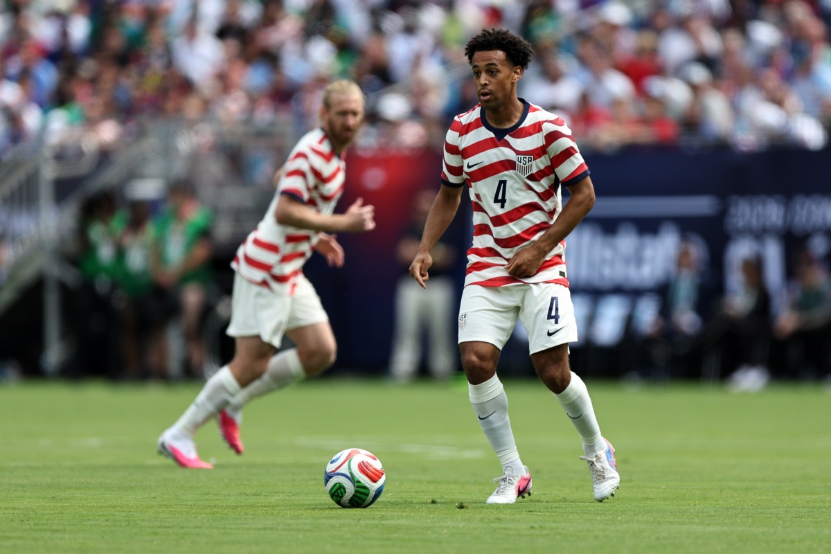CHARLOTTE, NORTH CAROLINA - MAY 31: Tyler Adams of United States controls the ball during the international friendly match between United States and Senegal at Bank of America Stadium on May 31, 2026 in Charlotte, North Carolina. (Photo by Omar Vega/USSF/Getty Images)