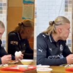 Um clipe de Erling Haaland comendo se tornou viral. Não é real.