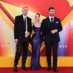 Actors Nicholas Hoult, Rachel Brosnan, and David Corenswet at 'Superman' premiere