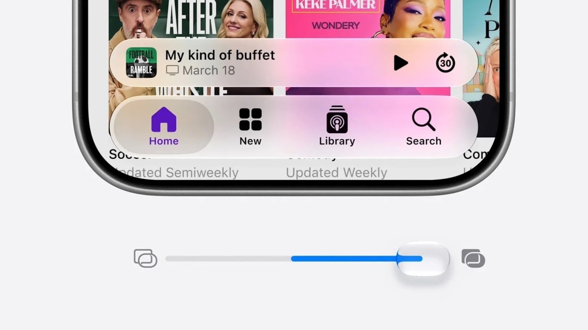 Veja como funciona o novo controle deslizante de vidro líquido do iOS 27