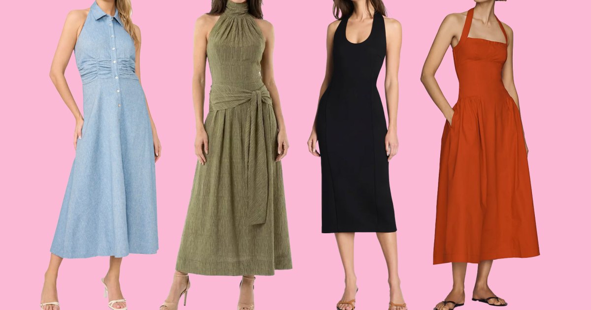 PARIS, FRANÇA - 27 DE MAIO: Maria Rosaria Rizzo usa cabelos castanhos longos e lisos com pontas mais claras e uma parte central, um vestido maxi estampado em aquarela azul, lilás e branco com decote em V profundo, alças finas, cintura justa com babados e babados em camadas, uma pulseira de corrente em tom dourado, um relógio em tom prateado, uma mini bolsa de cetim azul claro com enfeites florais multicoloridos e uma alça preta, sandálias azuis claras com tira no tornozelo sapatos com biqueira aberta, durante sessão de fotos de moda street style, no dia 27 de maio de 2026 em Paris, França. (Foto de Edward Berthelot/Getty Images)