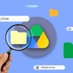Ícone do Google Drive contra um logotipo estilizado da AP