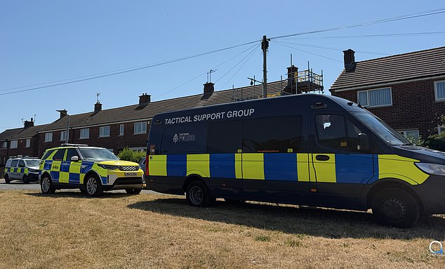 A polícia estava revistando um endereço em Rotherham no domingo, onde prendeu um homem suspeito do assassinato de Ann Widdecombe
