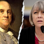 Benjamin Franklin ao lado de Anthea Hartig