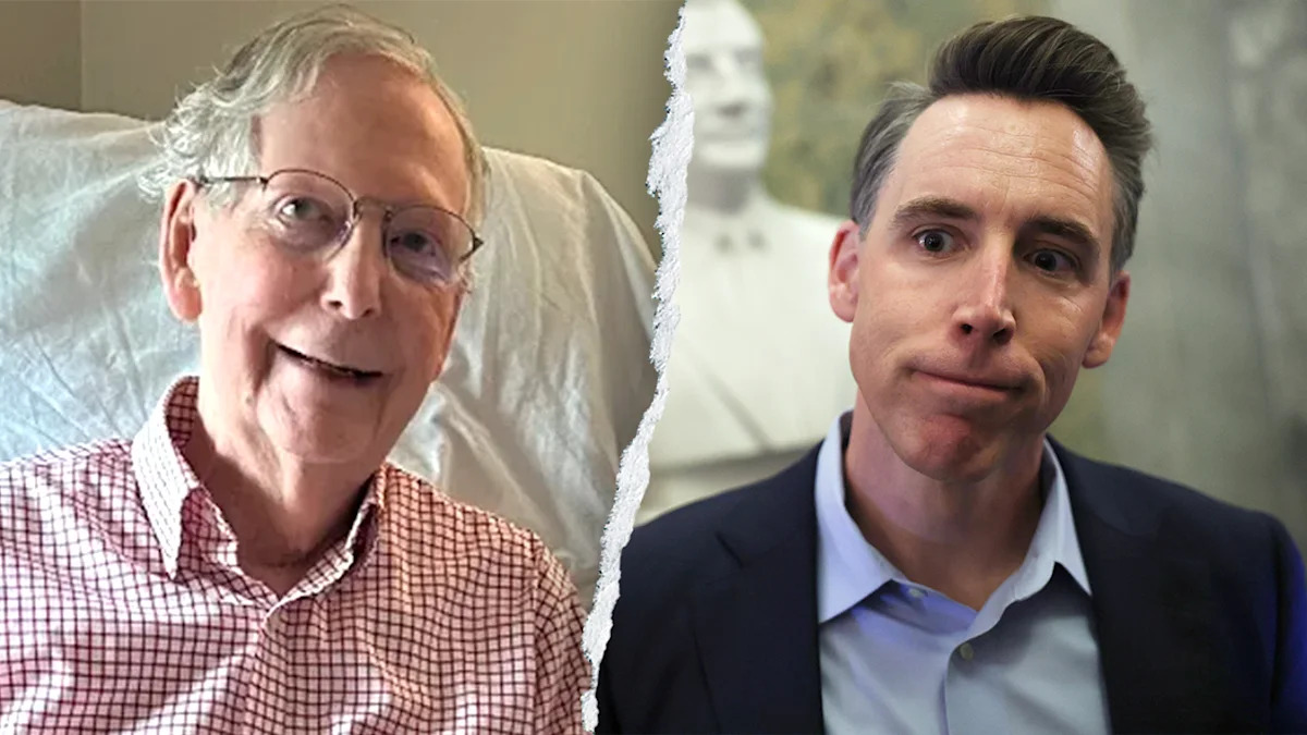 Mitch McConnell ao lado de Josh Hawley