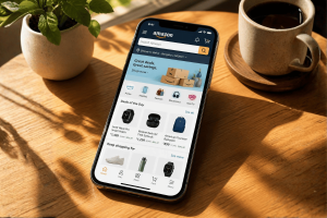 Amazon Appstore exibida em um smartphone, destacando a plataforma no centro de uma proposta de acordo de ação coletiva de jogos de azar em cassinos sociais em Washington.