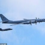 Os aviões russos foram interceptados e escoltados para longe do navio transportador por dois jatos F-35 do Reino Unido do HMS Prince of Wales (foto)