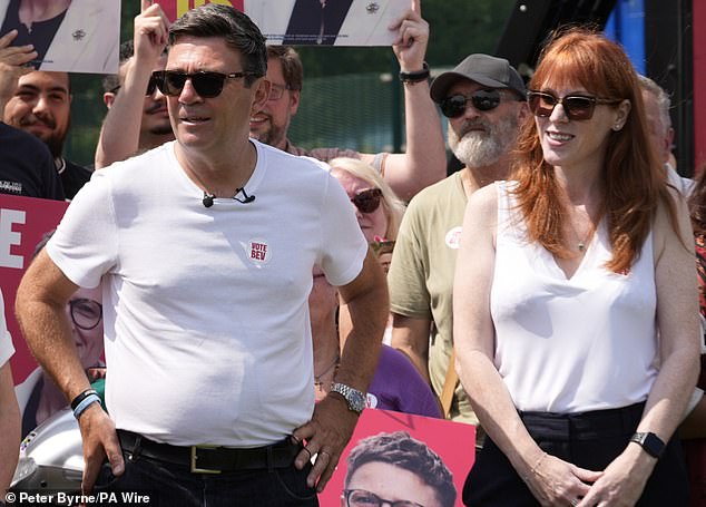 Andy Burnham e Angela Rayner em campanha nas eleições suplementares para prefeito da Grande Manchester. Espera-se que Rayner receba a oferta do cargo de Secretário de Saúde no gabinete de Burnham