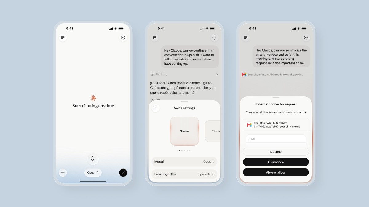 Anthropic atualiza modo de voz de Claude com modelos mais capazes