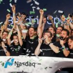 Matteo Danieli, co-founder of Bending Spoons, center, rings the opening bell during the Bending Spoons initial public offering (IPO) at the Nasdaq MarketSite in New York, US, on Wednesday, July 1, 2026. Bending Spoons applies a private equity playbook to software, buying up mostly fledgling subscription-based apps, slashing headcount and handing operations to its roster of Italian engineers. Photographer: Michael Nagle/Bloomberg via Getty Images