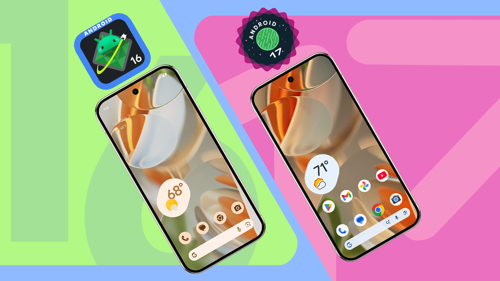 Logotipo do Android 17 com o mascote do Android aparecendo na parte inferior.