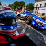 An IndyCar sits near the White House in Washington D.C. on Monday.