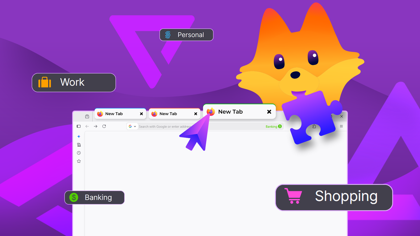 Uma mão saindo do logotipo do Firefox segurando um telefone, com o logotipo do Chrome desfocado no fundo.
